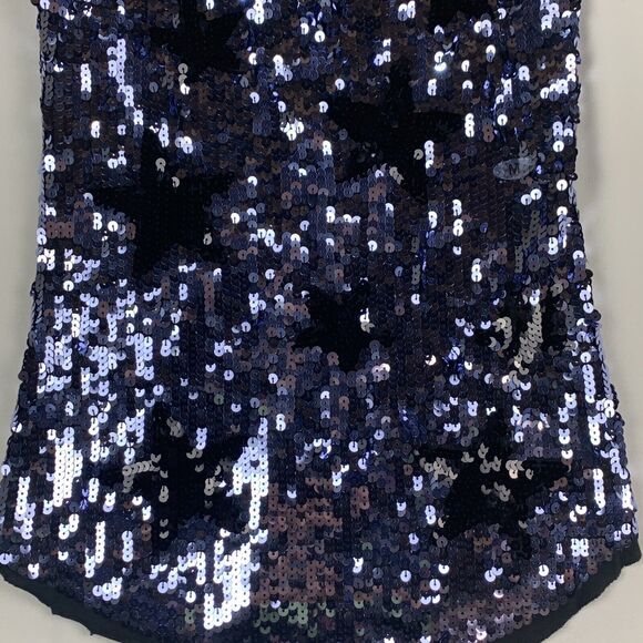 Studio Y Womens Sequin Tank Top Sz Medium Glitter Lined Star Sparkly Sleeveless - Picture 3 of 9